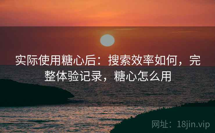 实际使用糖心后：搜索效率如何，完整体验记录，糖心怎么用